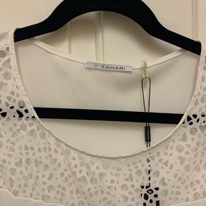 T Tahari off white eyelet blouse with tags